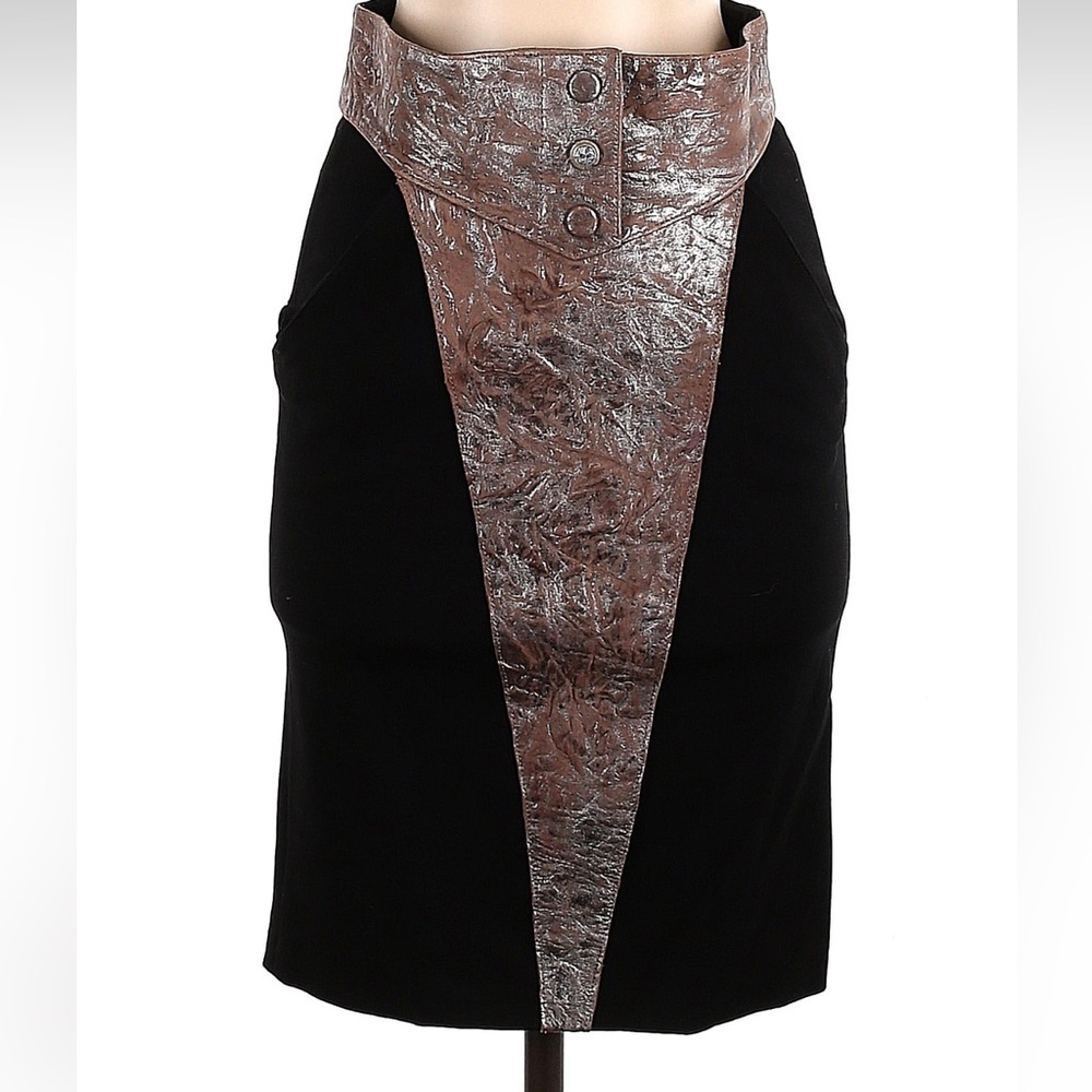 CATHERINE MALANDRINO Rocker Lamb Leather Glam Rock Grunge Pencil Skirt Size 4 S